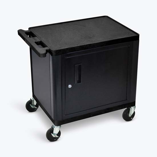 Luxor LP26CE-B Black 2 Shelf A/V Cart W/ Cabinet 26" H Luxor LP26CE-B Black 2 Shelf A/V Cart W/ Cabinet 26" H
