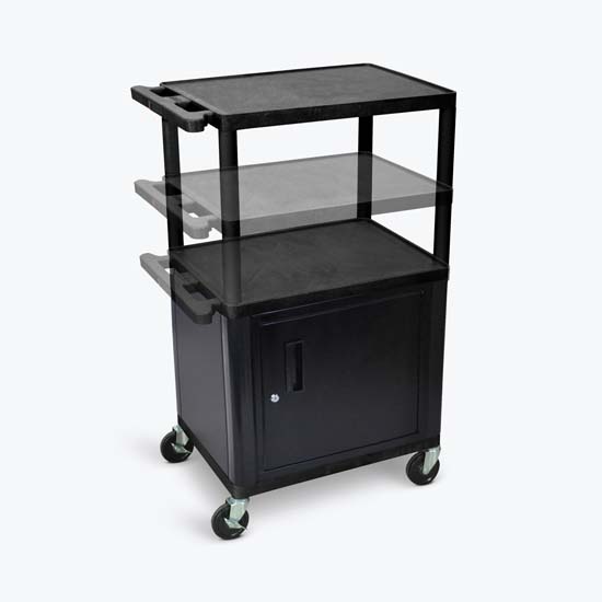 Luxor LPDUOCE-B Black Endura Presentation Cart Multi Height with Cabinet & Electric Luxor LPDUOCE-B Black Endura Presentation Cart Multi Height with Cabinet & Electric