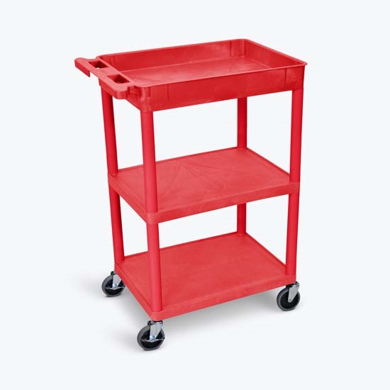 Luxor RDSTC122RD Tub Cart Red 1 Tub and 2 flat Shelves Luxor RDSTC122RD Tub Cart Red 1 Tub and 2 flat Shelves