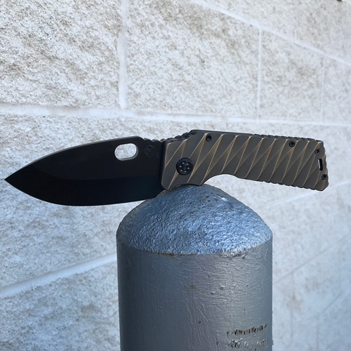 Medford TFF-1 Fat Daddy S35VN 4" Blade Bronze Lightening Sculpted Flamed Clip Knife 97-020
