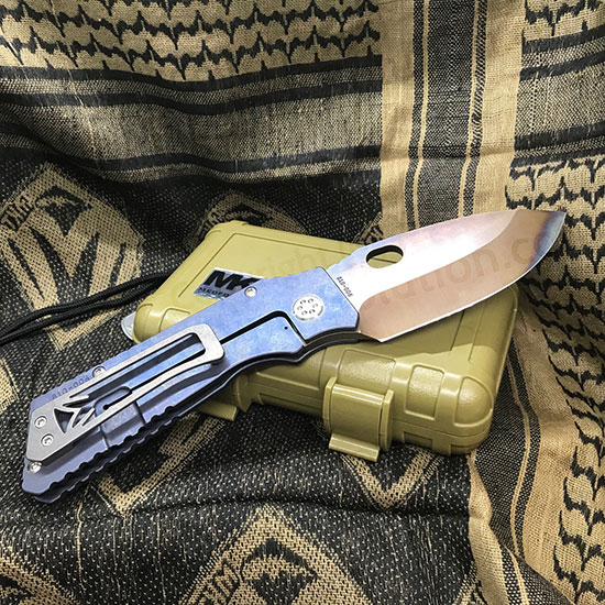 Medford TFF-1 D2 Vulcan Blade Blue Anodized Spring and Handle Knife MK014DVQ-37A2 - MK014DVQ-37A2